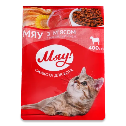 Корм для дорослих котів Мяу м'ясний