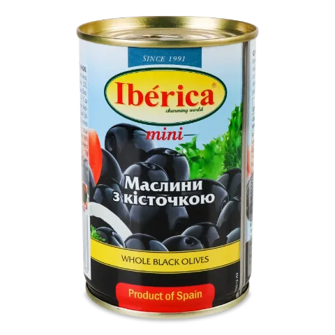 Маслини Iberica чорні міні з кісточками