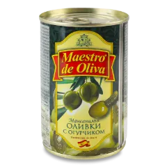 Оливки Maestro De Oliva с огурчиком
