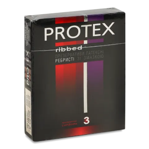 Презервативи PROTEX ребристі зі змащенням