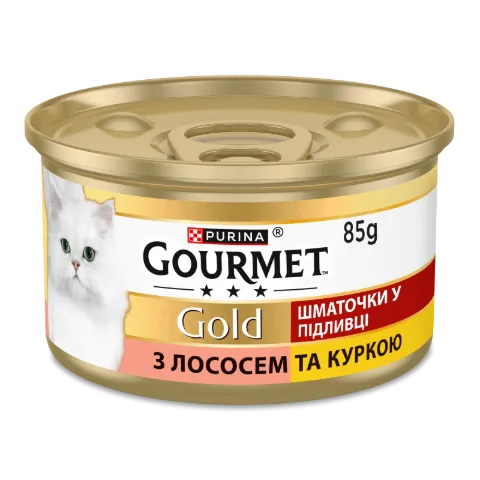 Корм для котів Gourmet Gold шматочками з лососем та куркою