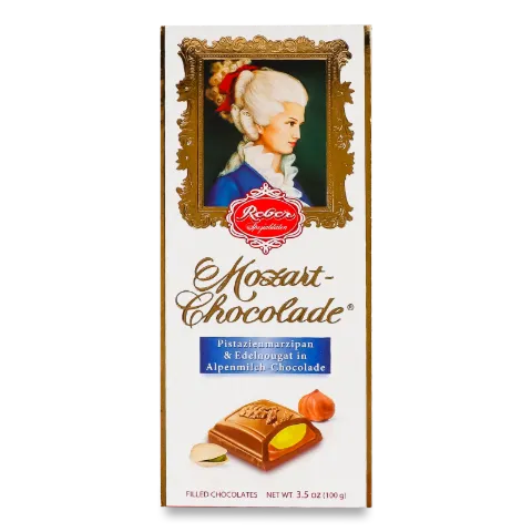 Шоколад молочний Reber Mozart з марципановою начин
