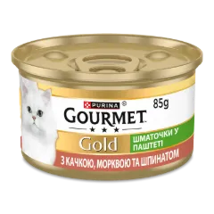 Корм для котів Gourmet Gold шматочки в паштеті качка, морква, шпинат