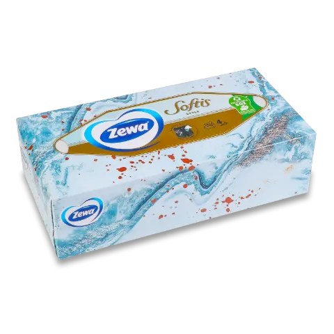 Хустки носові Zewa Softis 4-шарові універсальні в коробці, 80 шт./уп.
