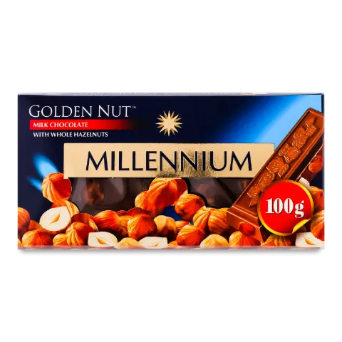 Шоколад Millennium Golden nut молочний з цілими горіхами