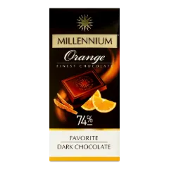 Шоколад Millennium чорний з апельсиновою цедрою 74%