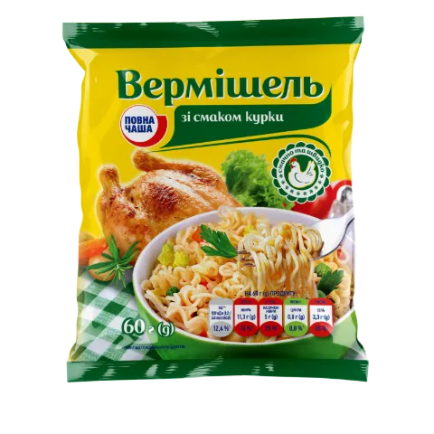 Вермишель Повна Чаша со вкусом курицы быстр пригот