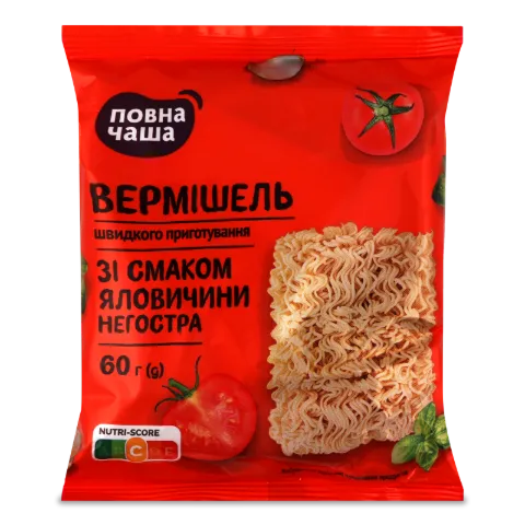 Вермішель швидкого приготування «Повна Чаша»® зі смаком яловичини