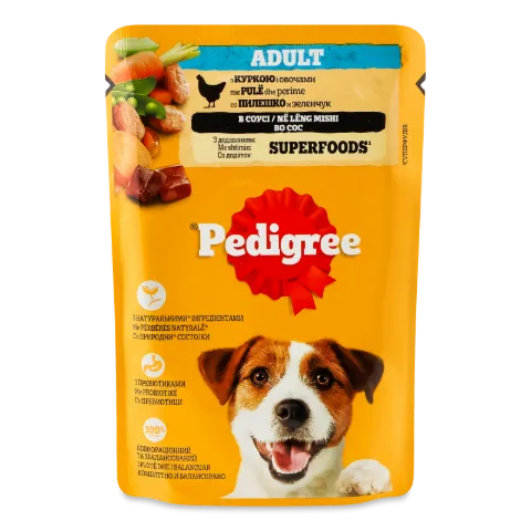 Корм д/собак Pedigree с курицей и овощами в соусе