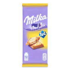 Шоколад Milka молочний з солоним крекером Tuc