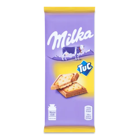 Шоколад молочный Milka с соленым крекером Tuc