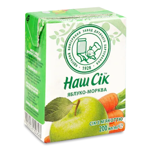 Сік Наш Сік яблучно-морквяний з м'якоттю